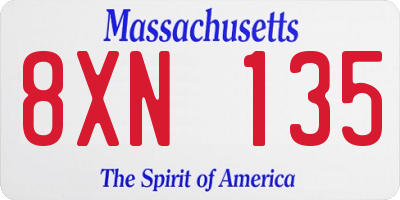 MA license plate 8XN135
