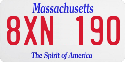 MA license plate 8XN190