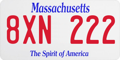 MA license plate 8XN222