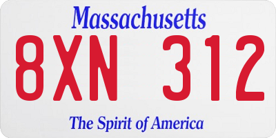 MA license plate 8XN312