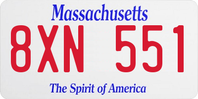 MA license plate 8XN551