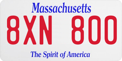MA license plate 8XN800