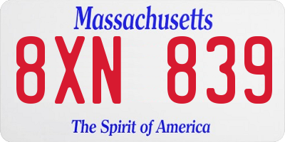 MA license plate 8XN839