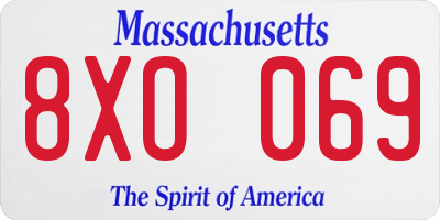 MA license plate 8XO069