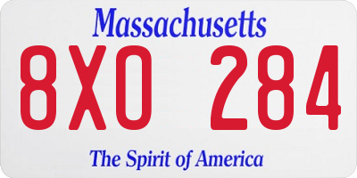 MA license plate 8XO284