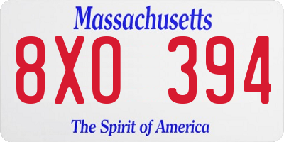 MA license plate 8XO394