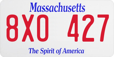 MA license plate 8XO427
