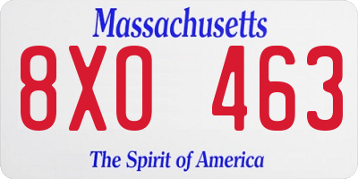 MA license plate 8XO463
