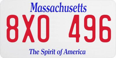 MA license plate 8XO496