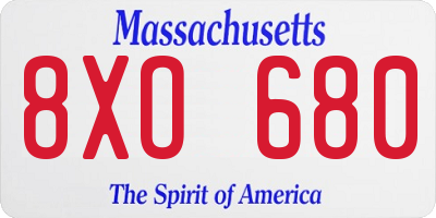 MA license plate 8XO680