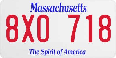 MA license plate 8XO718