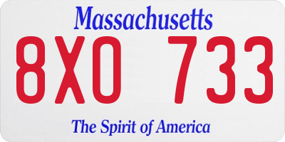 MA license plate 8XO733