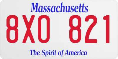 MA license plate 8XO821