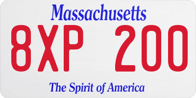 MA license plate 8XP200