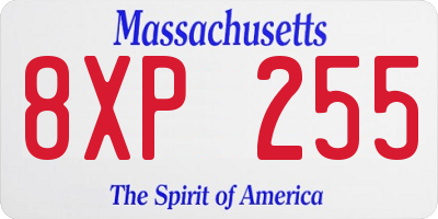MA license plate 8XP255