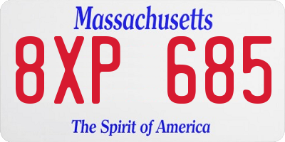 MA license plate 8XP685