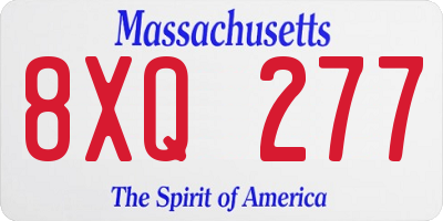 MA license plate 8XQ277