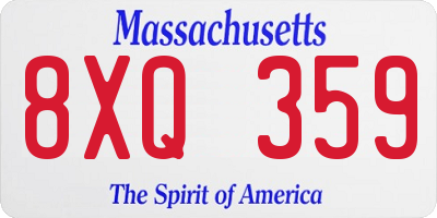 MA license plate 8XQ359
