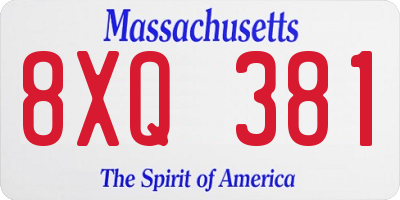 MA license plate 8XQ381