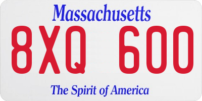 MA license plate 8XQ600