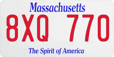 MA license plate 8XQ770