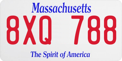 MA license plate 8XQ788
