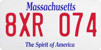 MA license plate 8XR074