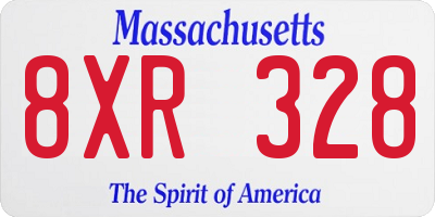 MA license plate 8XR328