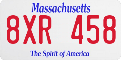 MA license plate 8XR458