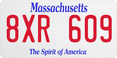 MA license plate 8XR609