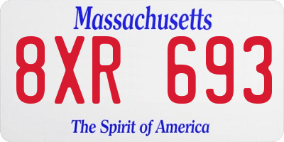 MA license plate 8XR693