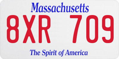 MA license plate 8XR709
