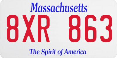 MA license plate 8XR863