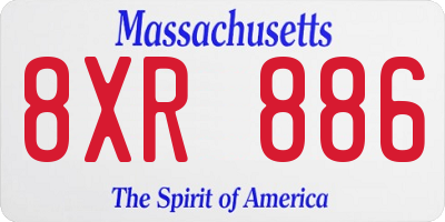 MA license plate 8XR886