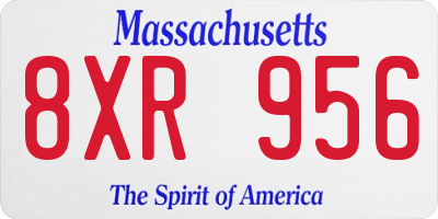 MA license plate 8XR956