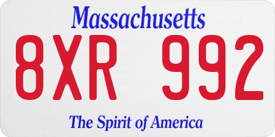 MA license plate 8XR992