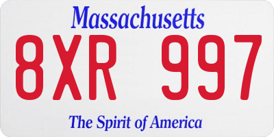 MA license plate 8XR997