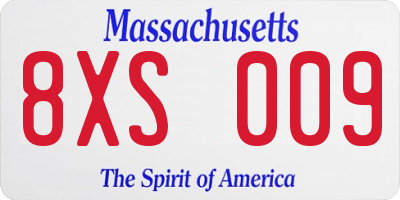 MA license plate 8XS009