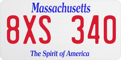 MA license plate 8XS340
