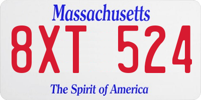 MA license plate 8XT524
