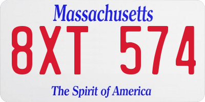 MA license plate 8XT574