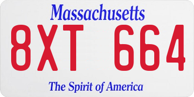 MA license plate 8XT664