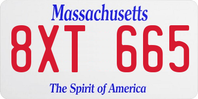 MA license plate 8XT665
