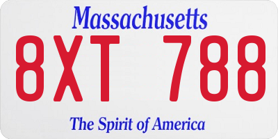 MA license plate 8XT788