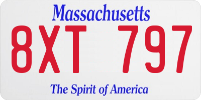 MA license plate 8XT797
