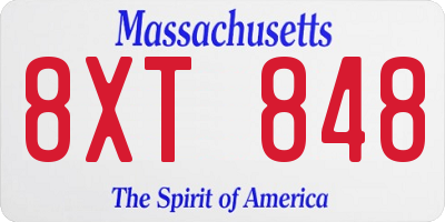 MA license plate 8XT848
