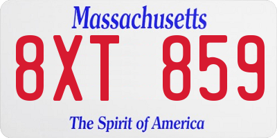 MA license plate 8XT859