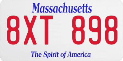 MA license plate 8XT898