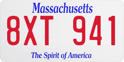 MA license plate 8XT941