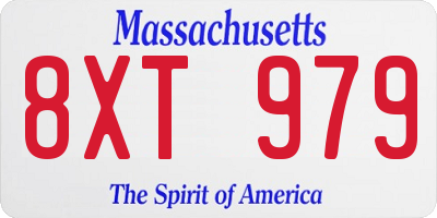 MA license plate 8XT979